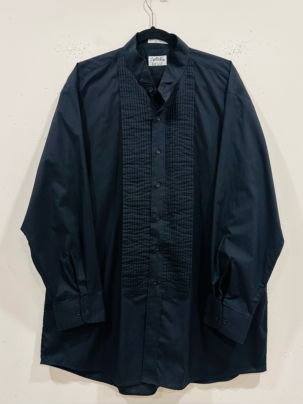 Southeastern Black Tuxedo Shirt Men's XL 17-17.5 Pleated Front Long Sleeve